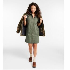 NEW L.L. Bean Signature Utility Dress Women's M Green Safari Pockets